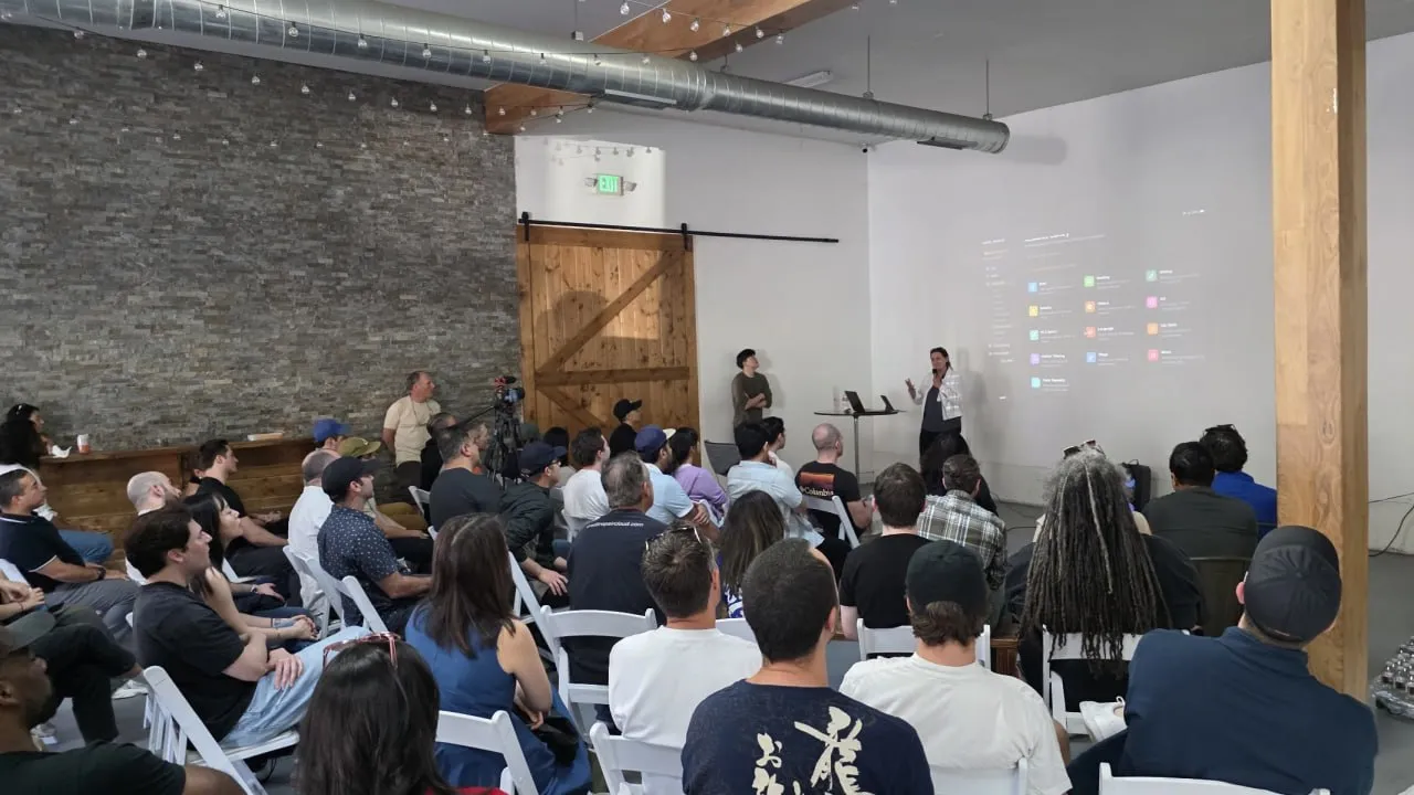 Audience watching a presentation at the OpenClaw LA meetup